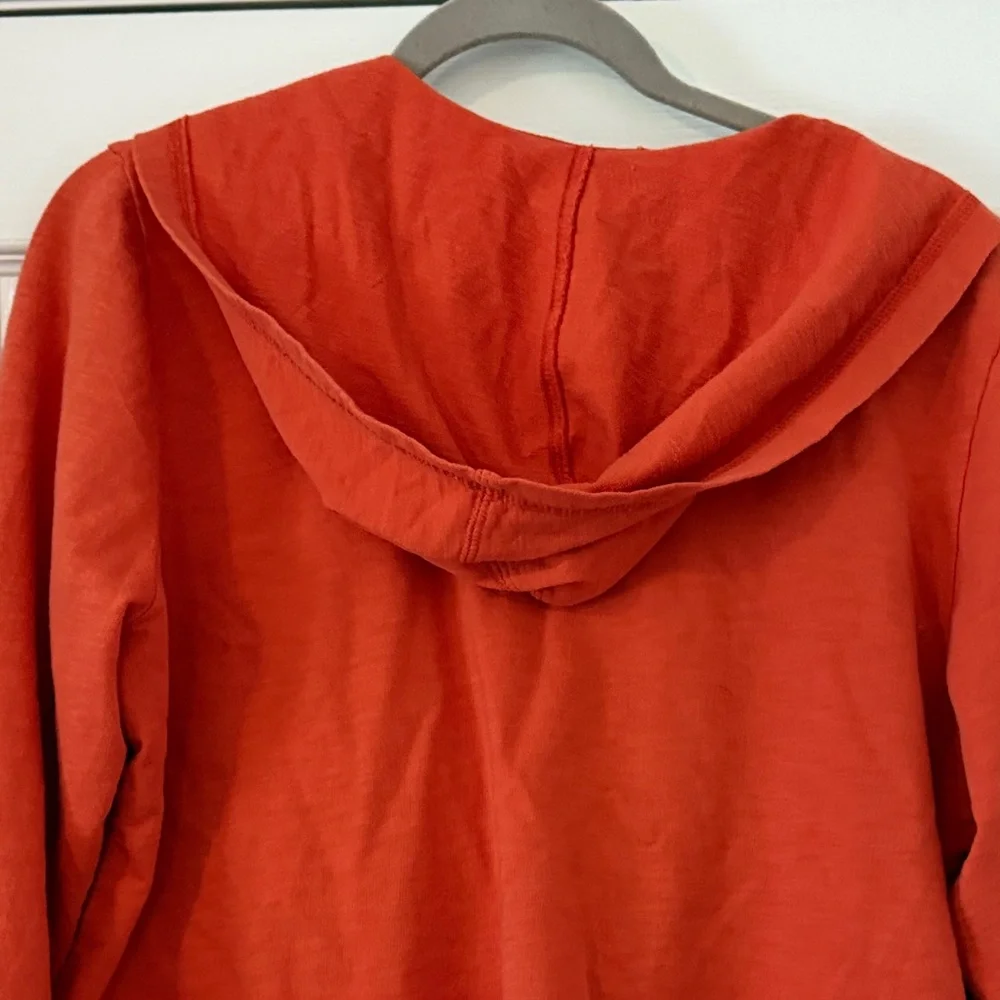 Women's Orange Button-Front Jacket/Cardigan with Hood - Picture 5 of 5